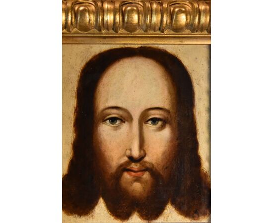 Volto di Cristo come Salvator Mundi, Pittore fiammingo XVI/XVII secolo