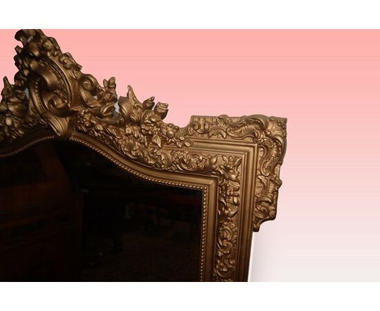 Specchiera del 1800 Stile Luigi XVI con cornice in legno dorato foglia oro