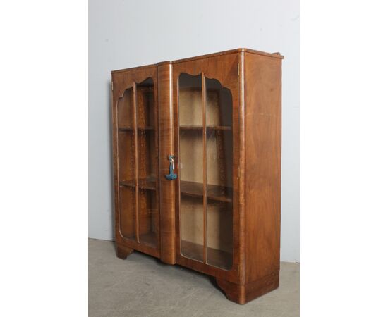 Antica vetrina - libreria art deco in noce 1940 Mis cm 106 x 33 .h 118