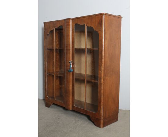 Antica vetrina - libreria art deco in noce 1940 Mis cm 106 x 33 .h 118