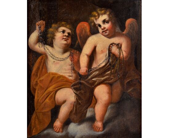 Coppia di putti alati, Scuola genovese del Seicento