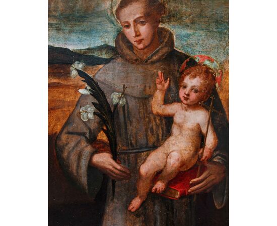 Seguace di Pietro Vannucci detto il Perugino (Città della Pieve, 1448-Fontignano, 1523)  Sant’Antonio con Gesù bambino