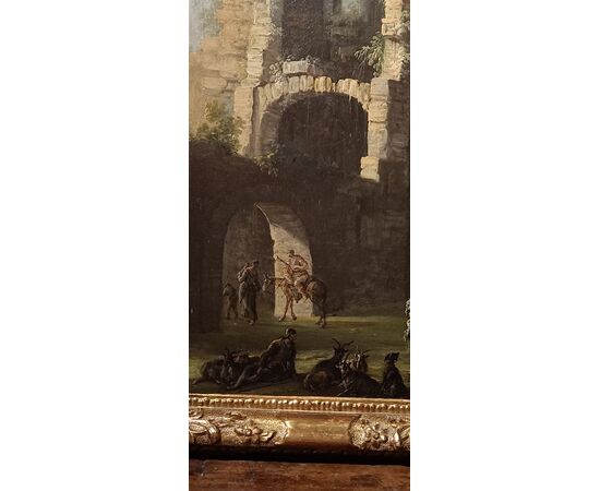 Paesaggio con figure e rovine - Gennaro Greco (Napoli 1665-1714) - Fine '600