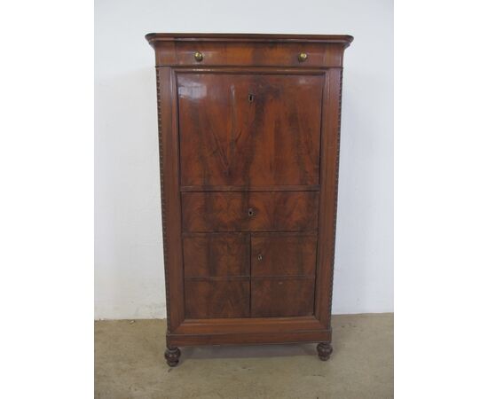 SECRETAIRE LASTRONATO IN NOCE PIEMONTESE STILE CARLO X EPOCA 800    cm L 81xP47xH155