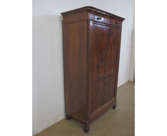 SECRETAIRE LASTRONATO IN NOCE PIEMONTESE STILE CARLO X EPOCA 800    cm L 81xP47xH155