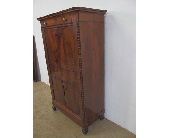 SECRETAIRE LASTRONATO IN NOCE PIEMONTESE STILE CARLO X EPOCA 800    cm L 81xP47xH155