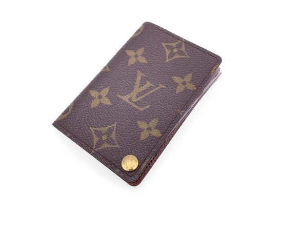 LOUIS VUITTON Accessorio Vintage in Tela Col. Marrone Porte Carte Pression S