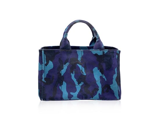 PRADA Borsa Shopper in Tela Col. Blu Canapa M