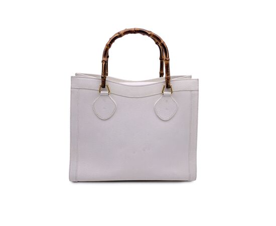 GUCCI Borsa Shopper Vintage in Pelle Col. Bianco Diana Bamboo M