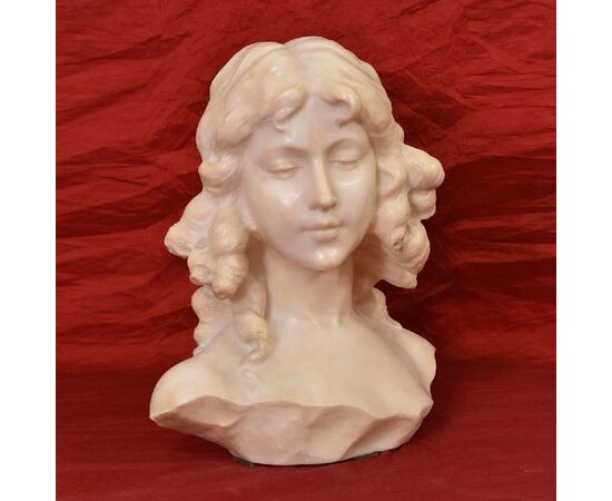 SCULTURE ANTICHE IN MARMO, SCULTURA ANTICA DI DONNA, BUSTO FEMMINILE DI RAGAZZA, XIX. (STMA 88)