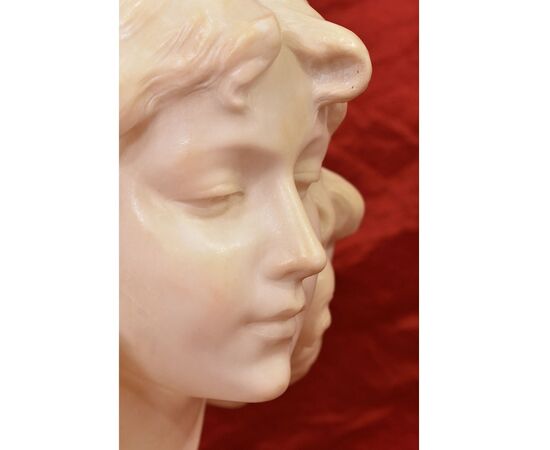 SCULTURE ANTICHE IN MARMO, SCULTURA ANTICA DI DONNA, BUSTO FEMMINILE DI RAGAZZA, XIX. (STMA 88)