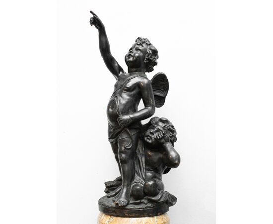 Plasticatore del XIX secolo  Coppia di putti