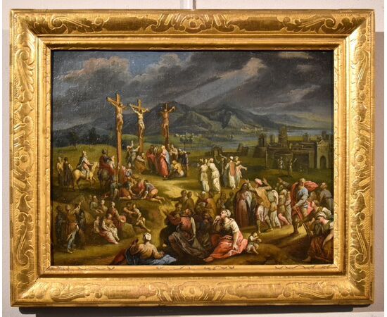 Paesaggio fantastico con la Crocifissione di Cristo, Scipione Compagno (Napoli 1624 - 1680)