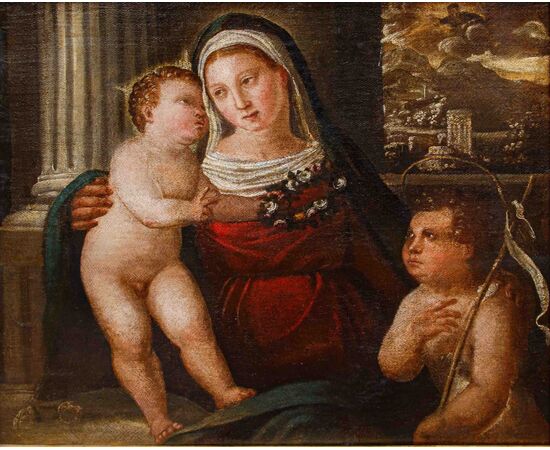 Maestro veneto del XVI secolo, 1530 -1550   Madonna con Bambino e S. Giovannino