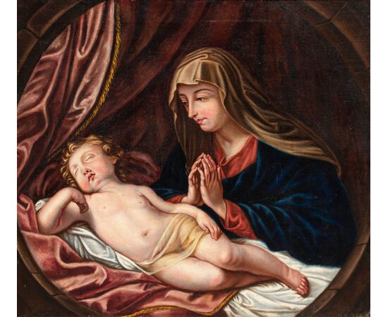 Adele Pinot (1848), da Guido Reni (Bologna, 1575 –1642)  Madonna in adorazione del Bambino dormiente