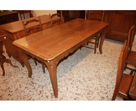 Tavolo francese stile Provenzale di fine 1800 in legno di rovere