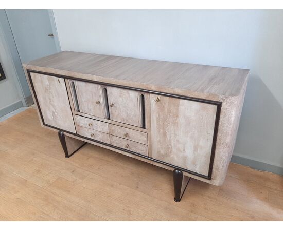 CREDENZA ART DECO ANNI 1930-40 CON FINITURA SPATOLATA EFFETTO PIETRA