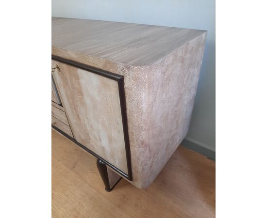 CREDENZA ART DECO ANNI 1930-40 CON FINITURA SPATOLATA EFFETTO PIETRA