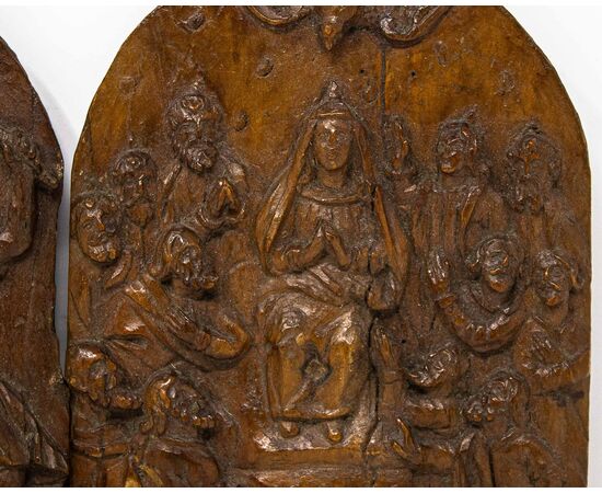 XV secolo, Placcjette in legno di pero con La Pentecoste e La flagellazione di Cristo