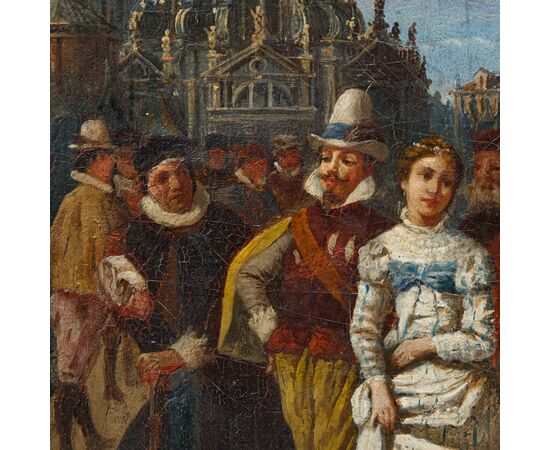 Alessandro Castelli (1809 - 1902)  Piazza San Marco con gentiluomini e gentildonne