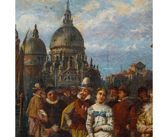 Alessandro Castelli (1809 - 1902)  Piazza San Marco con gentiluomini e gentildonne