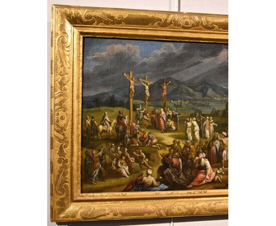 Paesaggio fantastico con la Crocifissione di Cristo, Scipione Compagno (Napoli 1624 - 1680)