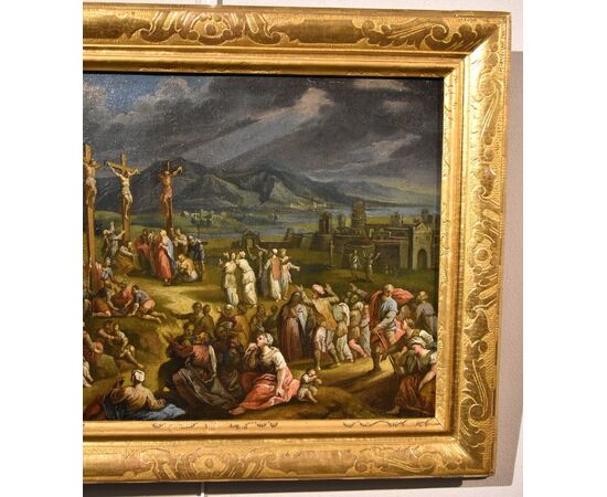 Paesaggio fantastico con la Crocifissione di Cristo, Scipione Compagno (Napoli 1624 - 1680)