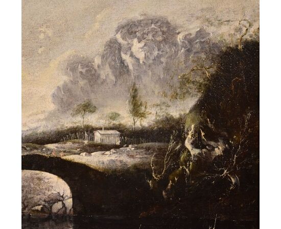 Paesaggio invernale di fantasia con ponte e torrione, Hans de Jode (L'Aia, 1630 – Vienna, 1663)