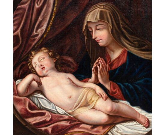 Adele Pinot (1848), da Guido Reni (Bologna, 1575 –1642)  Madonna in adorazione del Bambino dormiente