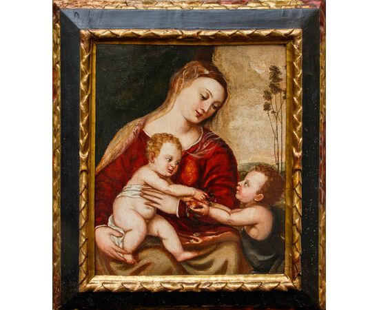 Attr. a Polidoro de’Renzi, detto Polidoro da Lanciano (Lanciano, 1515 circa – Venezia, 1565)  Madonna con Bambino e San Giovannino