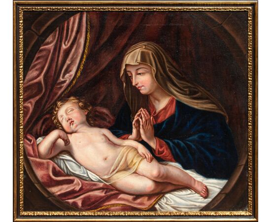 Adele Pinot (1848), da Guido Reni (Bologna, 1575 –1642)  Madonna in adorazione del Bambino dormiente