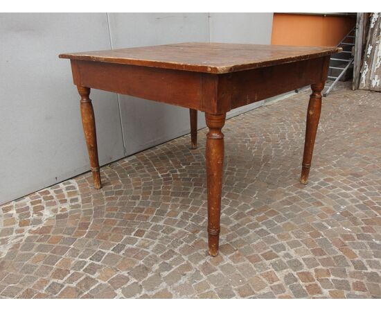 TAVOLO QUADRATO ARTE POVERA PIEMONTE  cm L101xP108xH 80 