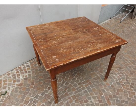 TAVOLO QUADRATO ARTE POVERA PIEMONTE  cm L101xP108xH 80 