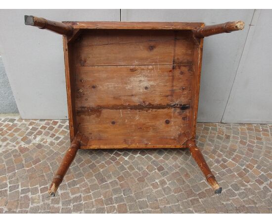 TAVOLO QUADRATO ARTE POVERA PIEMONTE  cm L101xP108xH 80 