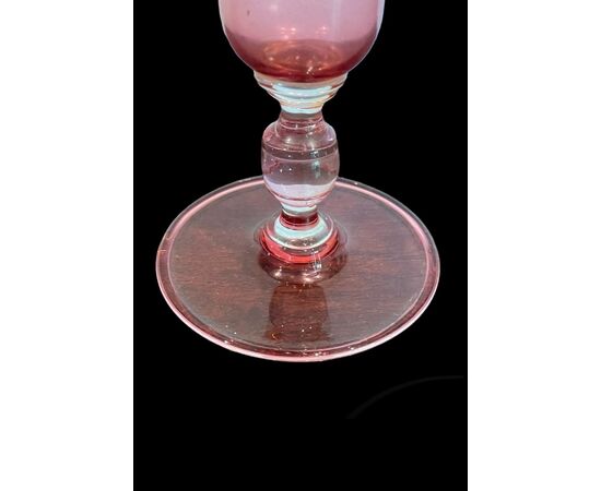 Vaso in vetro rosato globulare ‘da farmacia’.Venini.Murano.