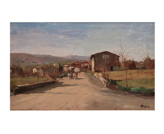 RUTILIO MUTI (Vicchio di Mugello 1904-1995)- Paesaggio con figure