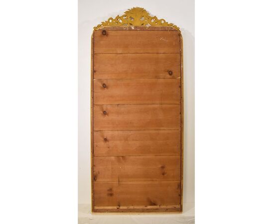 SPECCHIO ANTICO CON FIORI, SPECCHIERA  ANTICA LUIGI FILIPPO, CORNICE DORATA, XIX SECOLO. (SPC177)