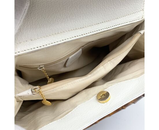 GUCCI Borsa Shopper Vintage in Pelle Col. Bianco Diana Bamboo M