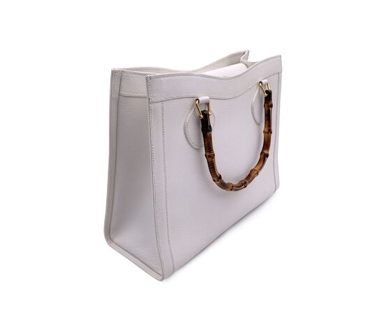 GUCCI Borsa Shopper Vintage in Pelle Col. Bianco Diana Bamboo M