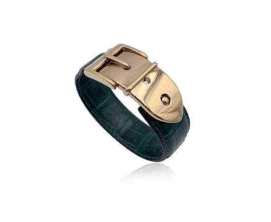 GUCCI Bracciale Vintage in Pelle Col. Verde