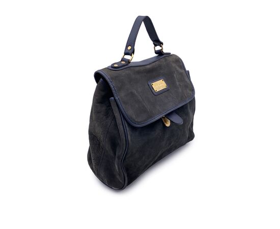 OTHER BRAND Borsa a Mano Vintage in Camoscio Col. Blu M