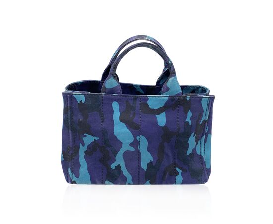 PRADA Borsa Shopper in Tela Col. Blu Canapa M