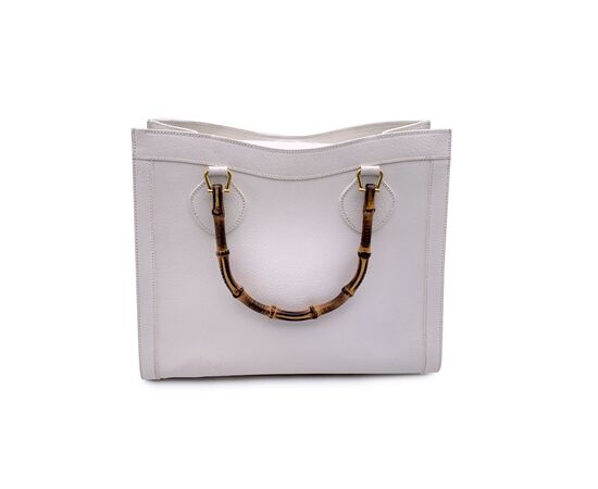 GUCCI Borsa Shopper Vintage in Pelle Col. Bianco Diana Bamboo M