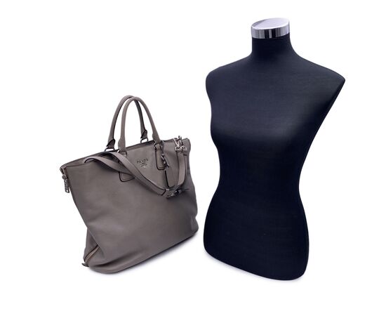 PRADA Borsa Shopper in Pelle Col. Grigio BN2419 M