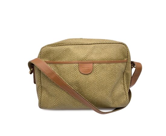 NAZARENO GABRIELLI Borsa a Tracolla Vintage in Tela Col. Beige M