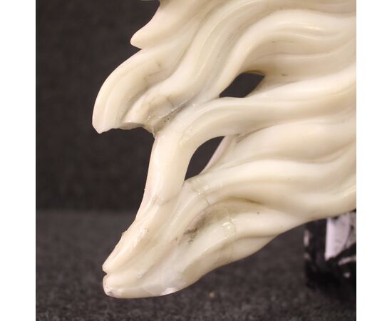 White marble sculpture head of a horse from the 20th century