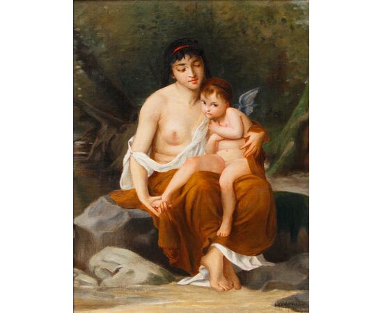 Seguace di William-Adolphe Bouguereau (1825 – 1905), Musa e angelo