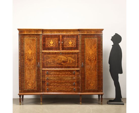 Credenza Intarsiata in Stile Neoclassico Italia Metà XX Secolo