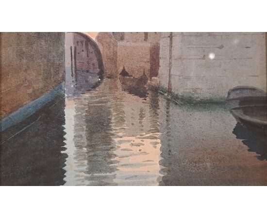 "SCORCIO DI VENEZIA" - ACQUERELLO - EUGENIO BENVENUTI (1881 - 1959)