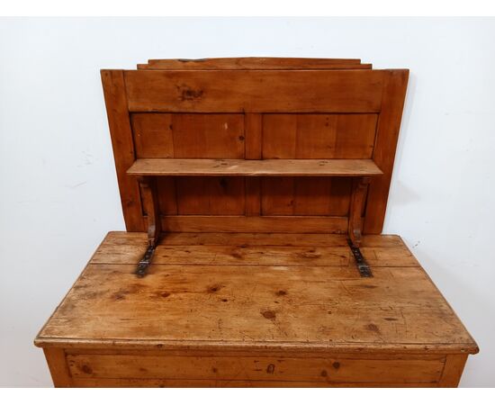 Credenza madia in abete rustica con piattaia - piano apribile - fine 800